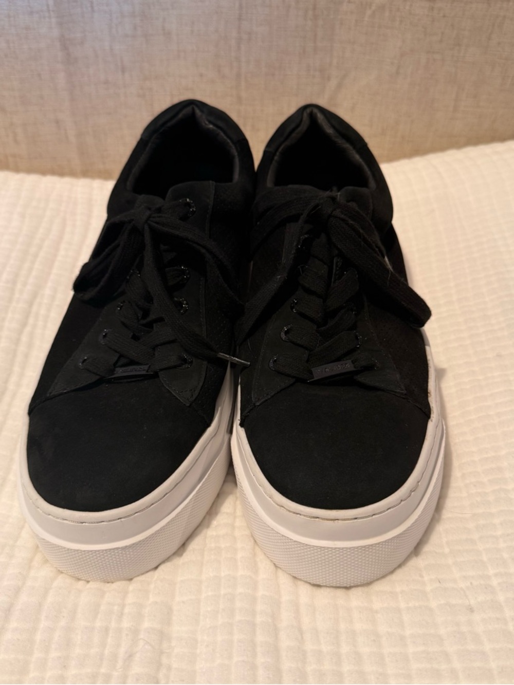 J/Slides White Platform Sneaker with black suede body